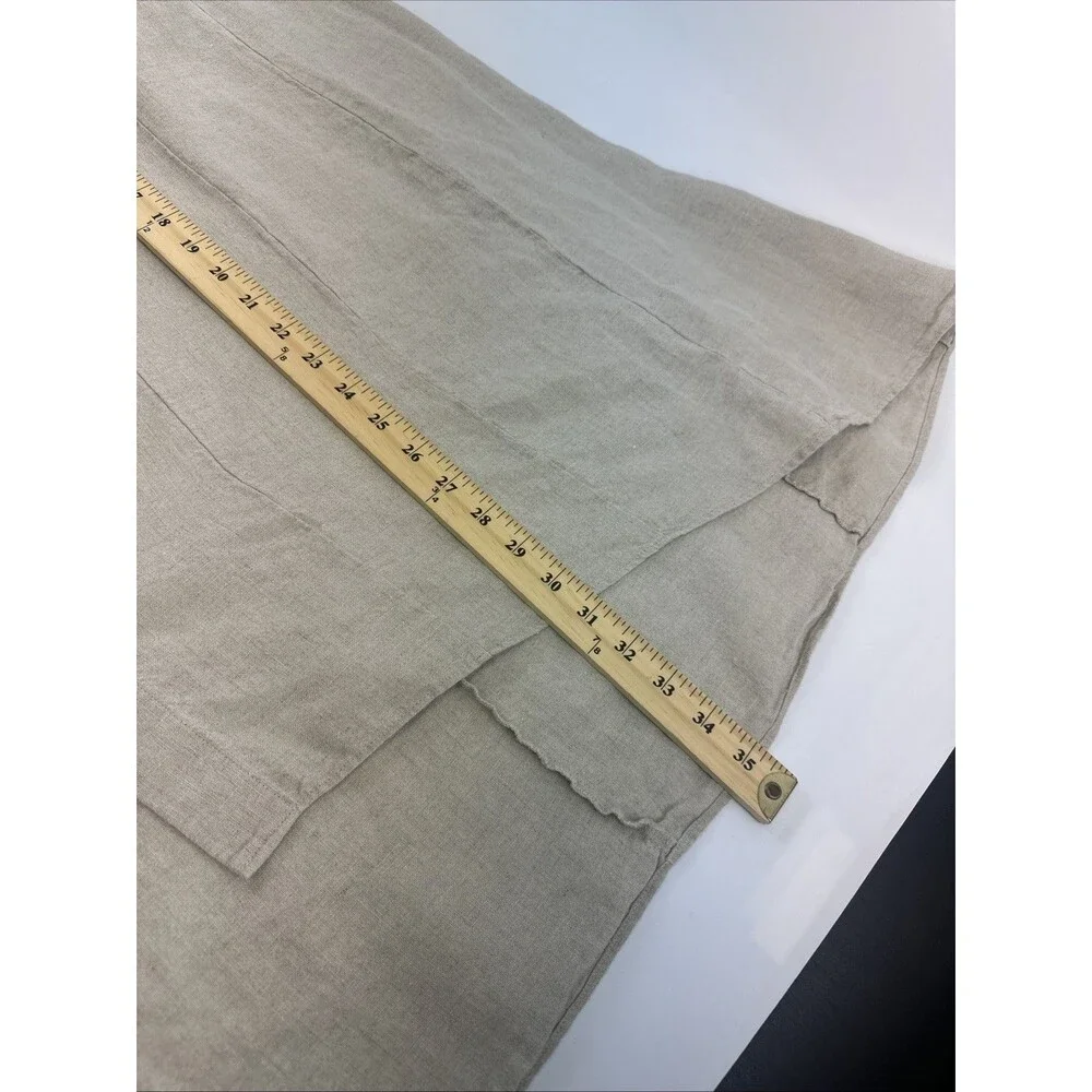 Soft Surroundings Linen Maxi Skirt Button Down Pockets Natural Tan Womens Large‎